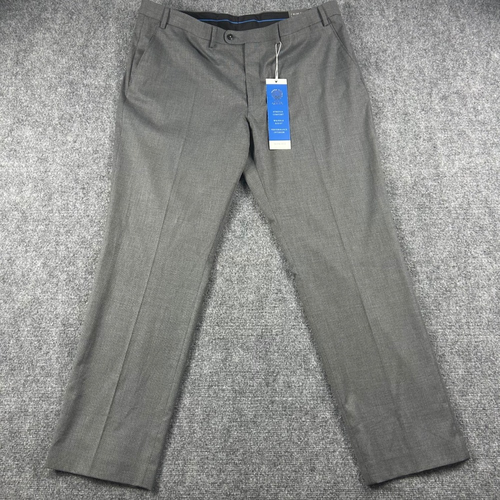 Vince‎ Camuto Dress Pants Mens 42x32 Grey New Slim Fit Stretch Wrinkle Resist